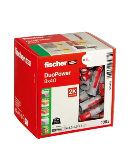 Buchas Fischer Duopower 8x40 caixa 100 unidades - 4048962239850
