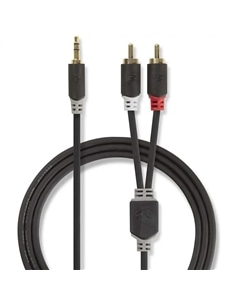 Cabo Jack 3.5mm 2x RCA macho stereo Gold Plated 2.0m - 5412810265022