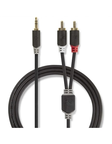 Cabo Jack 3.5mm 2x RCA macho stereo Gold Plated 2.0m - 5412810265022