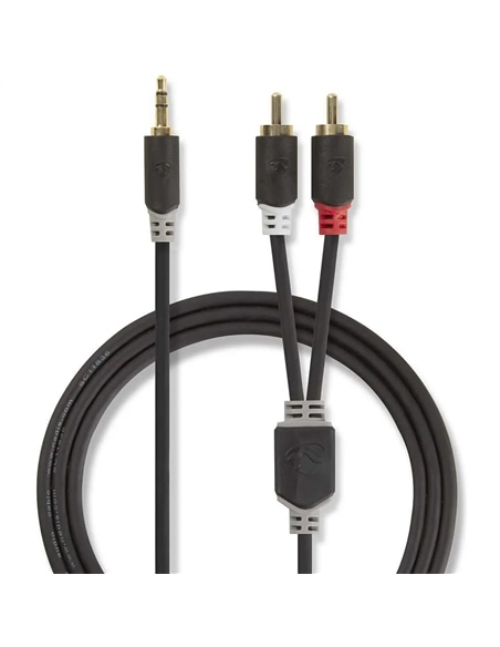 Cabo Jack 3.5mm 2x RCA macho stereo Gold Plated 2.0m - 5412810265022