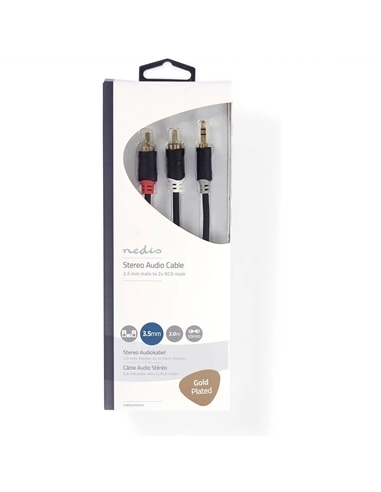 Cabo Jack 3.5mm 2x RCA macho stereo Gold Plated 2.0m #1 - 5412810265022