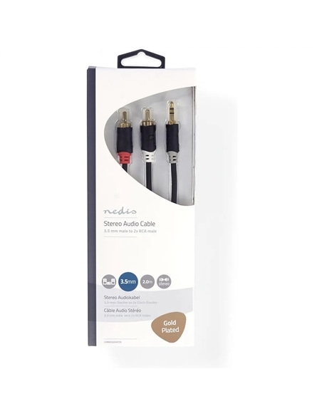 Cabo Jack 3.5mm 2x RCA macho stereo Gold Plated 2.0m #1 - 5412810265022