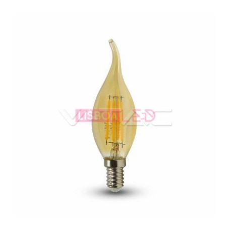 Lâmpada LED 4W E14 2200K 350Lm Vela AMBERglass V-TAC-7114 - 8957114